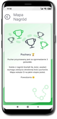 Zrzut z ekranu telefonu z aplikacji Nasz Bank Junior - mapa nagród