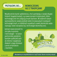 KZBS - REE 2024 - infografika o tym jaki jest bank spółdzielczy - nowoczesny ale z tradycjami